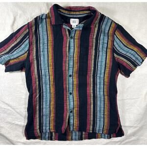 BDG Mens Striped Eli Camp Button Up Collared Shirt Short Sleeves Size M NWOT
